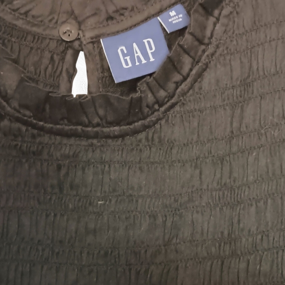 Gap‎ Black Cotton Puff Sleeved Midi DressSize Medium - Picture 2 of 5